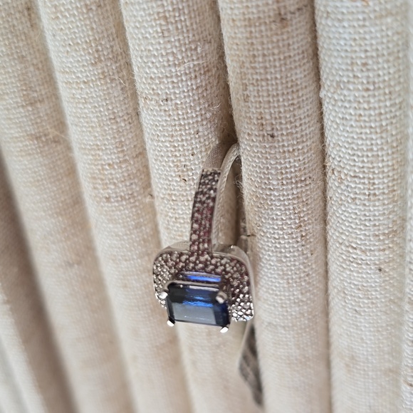 KOHL'S BRAND STERLING SILVER BLUE & WHITE LAB CREATED SAPPHIRE RING SIZE 7 - Picture 4 of 16